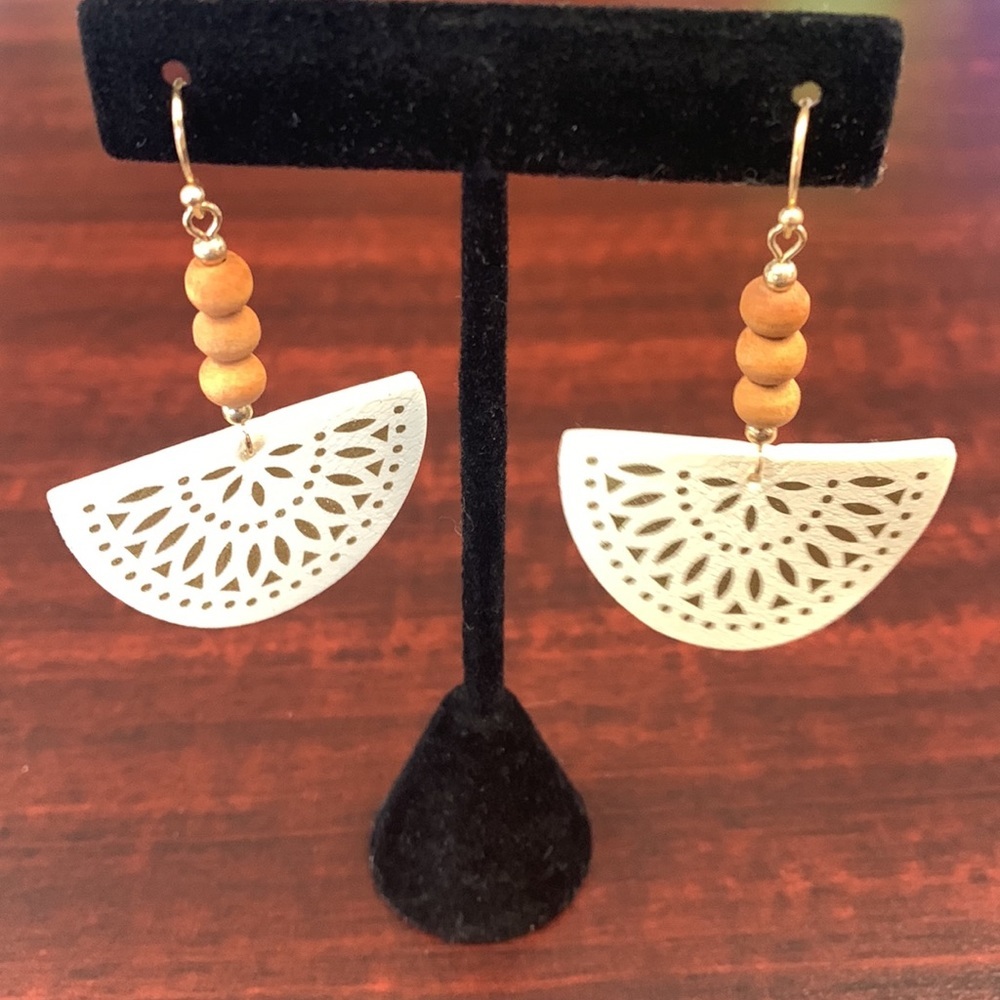 Half Moon Leather Earrings - Picture 3 of 7